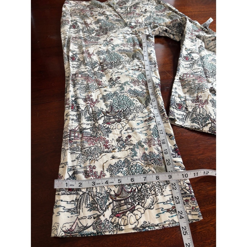 Chico's Chinoiserie Toile Wide Leg Cotton Crop Pants L Maximalist Coastal Resort - Picture 5 of 6